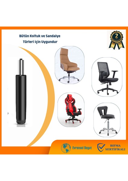 100'lük | Siyah Koltuk Amortisörü | Ofis Sekreter Oyuncu Koltuk Amortisörü | Koltuk Yedek Parçası