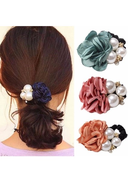 Yeşil Stil Kadın Saç Aksesuarları Elastik Çiçekli Saç Lastikleri Tokalar Saç Bantları (Yurt Dışından) fiyatları