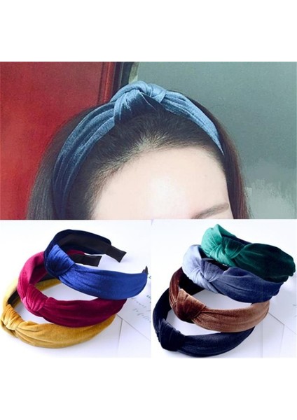 NO.223 Boyut Kadın Kadife Kumaş Örgülü Bağcıklı Taşlı Taçlı Saç Bandı - Saç Aksesuarı (Yurt Dışından) modelleri