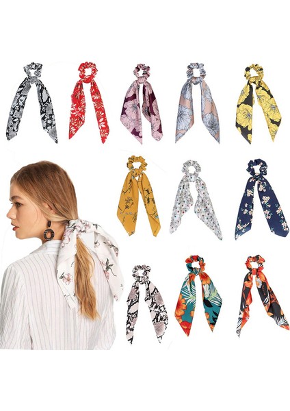No.27 Boyutu Kadınlar Için Ponytail Eşarp Elastik Saç Tokası Hair Bow Bağları Scrunchies Saç Bantları Çiçek Baskılı Kurdele Saç Bandı (Yurt Dışından) fiyatları