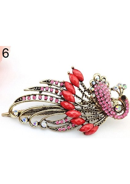 Çok Renkli Stil Kadın Retro Stil Tavus Kuşu Tokası Taşlı Saç Tokası Alaşım Saç Aksesuarı Düğün Parti Takı (Yurt Dışından) modelleri