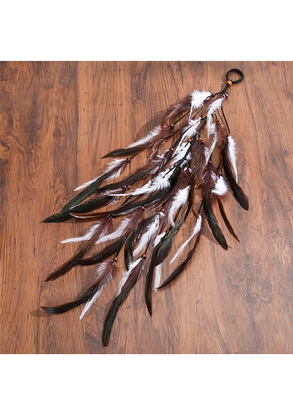 No.8 Boyut Bohem Tarzı Tüy Çiçekli Başbandı Hint Boho Saç Lastikleri Kadın Kız Saç Aksesuarları Saç Tokası Lastik Bandı (Yurt Dışından)