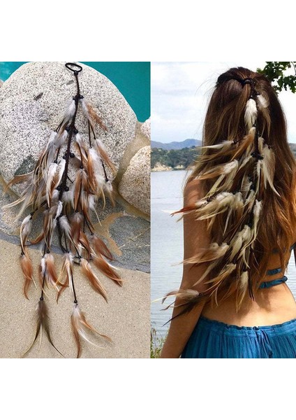 No.8 Boyut Bohem Tarzı Tüy Çiçekli Başbandı Hint Boho Saç Lastikleri Kadın Kız Saç Aksesuarları Saç Tokası Lastik Bandı (Yurt Dışından) fiyatları