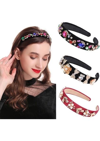 M Beden Barok Retro Lüks Kadın Çiçek Taç Inci Taşlı Saç Bantları Kristal Düğün Geniş Saç Bandı Başlık Takı (Yurt Dışından) modelleri