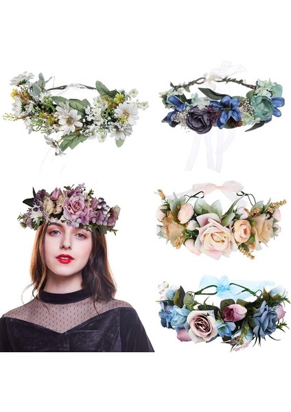 No.6 Boyutu Gelin Kadın Çiçek Tacı Saç Bandı Çiçek Taçı Kurdele Fiyonk Kız Çiçek Taçı Düğün Saç Aksesuarları (Yurt Dışından) fiyatları