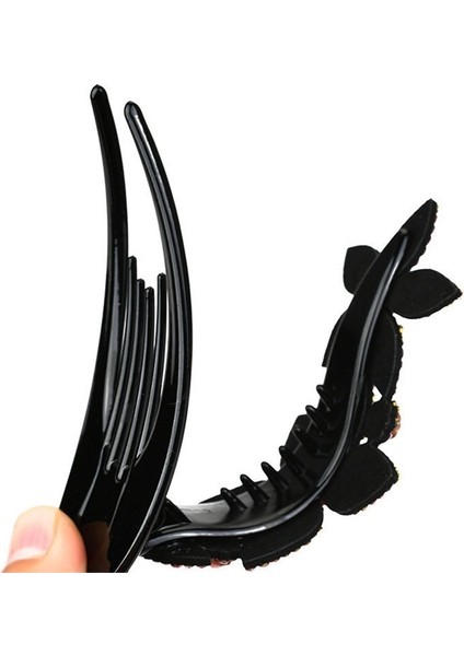 H01 6 Renk Taşlı Çift Çiçek Saç Tokası Esnek Dayanıklı Kadın Saç Dovetail Toka Kristal Tokalar Kadın Modası (Yurt Dışından) fırsatları