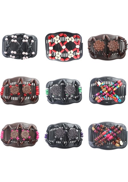 Siyah ve Yeşil Tarzı Bir Vintage Büyülü Ahşap Kolay Esnek Çift Klips Saç Tokası Saç Tarak (Yurt Dışından) fiyatları