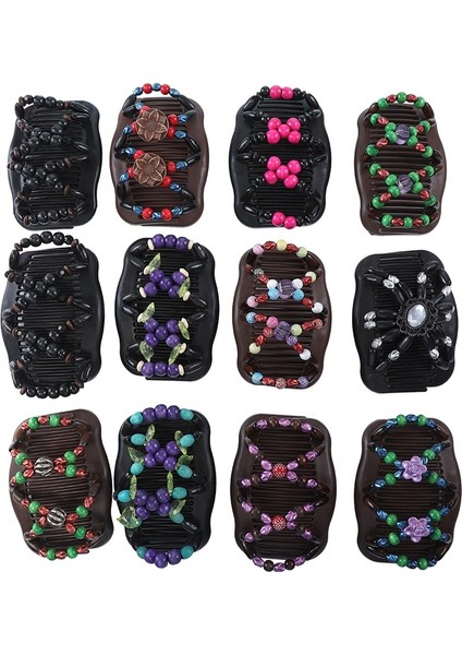 Siyah ve Yeşil Tarzı Bir Vintage Büyülü Ahşap Kolay Esnek Çift Klips Saç Tokası Saç Tarak (Yurt Dışından) modelleri