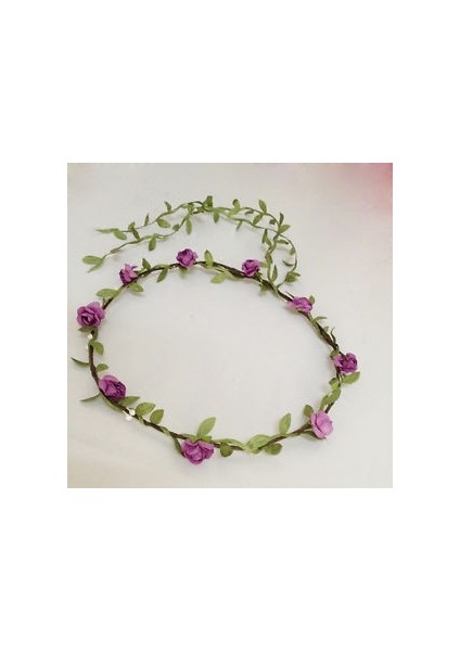 Mor Tarzı Düğün Nedime Çiçekli Alın Bandı Saç Tacı - Bayanlar Için (Yurt Dışından)