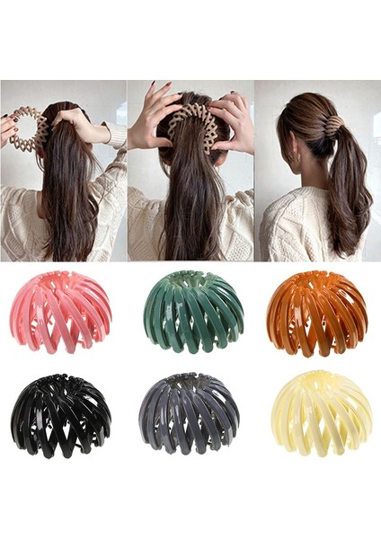 C 6 Renk Saç Tokaları Kuş Yuvası Genişleyen Tokalar Kadınlar At Kuyruğu Plastik Saç Aksesuarları (Yurt Dışından) modelleri