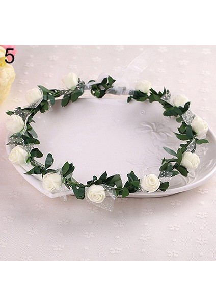 Beyaz Stil Bir Tatlı Kızlar Kadın Gelin Gül Taç Headband Çelenk Düğün Parti Gelin Taçı Saç Bandı Başlık (Yurt Dışından)