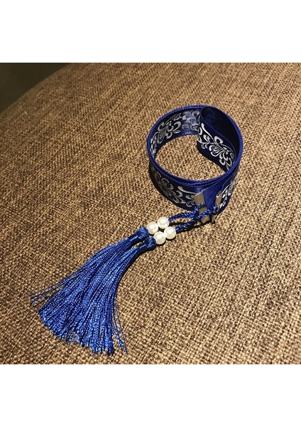 Mavi Stil Çin Eski Tarz Nakışlı Saç Bandı Hanfu Saç Kurdelesi Şifon Saç Tokası Geleneksel Saç Aksesuarları Bağlama (Yurt Dışından)