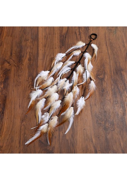 No.11 Boyutu Bohem Tarzı Tüy Çiçekli Başbandı Hint Boho Saç Lastikleri Kadın Kız Saç Aksesuarları Saç Tokası Lastik Bandı (Yurt Dışından)