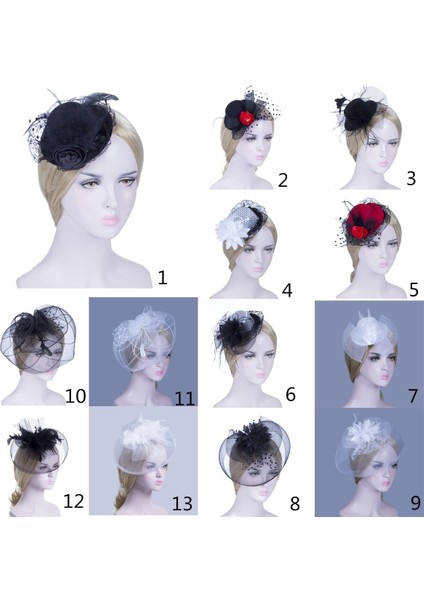 No.3 Boyutu Kadın Mini Şapkalar Saç Klipsleri Tüylü Taçlar Tül Düğün Şapkaları ve Taçlar Beyaz Ağ Tül Saç Aksesuarları (Yurt Dışından) fırsatları