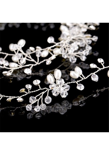 35CM Gelin Başlık El Yapımı Inci Taç Düğün Saç Aksesuarları (Yurt Dışından) modelleri