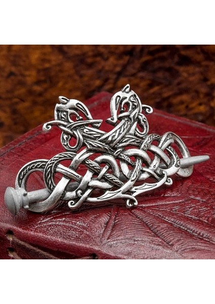Bronz Tarzı K Norse Viking Saç Tokası Kelt Jelling Stili Çift Ejderha Saç Tokası Saç Aksesuarı (Yurt Dışından)