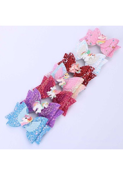 Çok Renkli Stil Pembe Unicorn Glitter Saç Kurdele Saç Klipsi Gökkuşağı Saç Tokası Kız Çocuk Butik Kart Hediye Saç Aksesuarları (Yurt Dışından) indirimleri