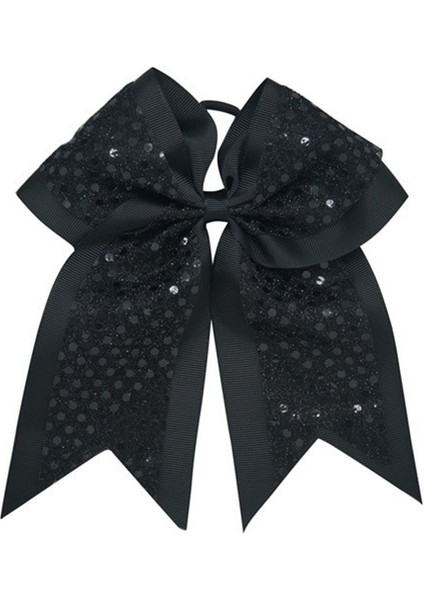 Siyah Stil 8 Sedef Kız Tezahürü Yay Kuyruk Tutucu Elastik Bant Krep Kurdele Saç Yayları (Yurt Dışından)