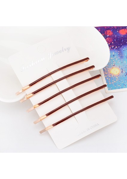 Kahve Stili 5 Adet Metal Altın Kaplama Parlak Damlalı Yağ Saç Aksesuarları Bobby Kızın Toka Klipsi Barrette, Mavi (Yurt Dışından)