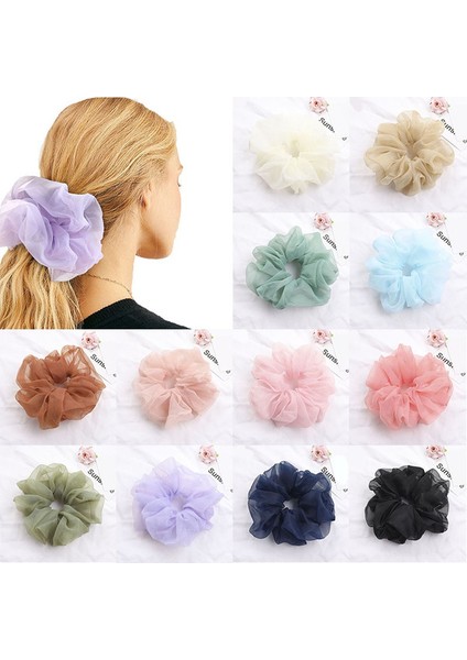 Açık Mor Tarzı Oversize Boy Organze Saç Halkası Şifon Toka Elastik Lastik Saç Lastikleri (Yurt Dışından) fiyatları