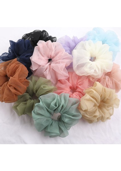 Açık Mor Tarzı Oversize Boy Organze Saç Halkası Şifon Toka Elastik Lastik Saç Lastikleri (Yurt Dışından) indirimleri