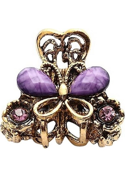 Mor Tarzı Vintage Kelebek Taşlı Saç Tokası Kafa Bandı Toka Kadınlar Başlık (Yurt Dışından)