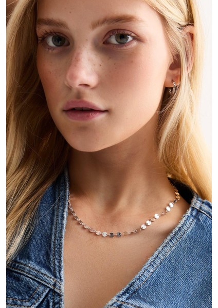 Pul Detaylı Lüks Zincir Gümüş Kaplama Kadın 45 cm Kolye fiyatları