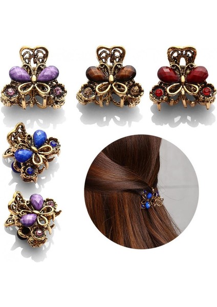 Mor Tarzı Vintage Kelebek Taşlı Saç Tokası Kafa Bandı Toka Kadınlar Başlık (Yurt Dışından) modelleri