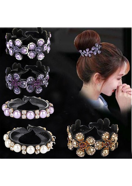 Gri Moda Taşlı Inci Saç Tokaları Kadın Kızlar Kuş Yuvası Toka Başlık Inci At Kuyruğu Tutucu Saç Aksesuarları (Yurt Dışından) fiyatları