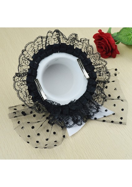 Siyah Stil Kadın Yay Parti Kostümü Kürk Şapka Kız Dantel Mini Şapka Dekorasyon Çiçek Iplik Toka Fascinator Bayan Saç Klipsi Tüy Şık (Yurt Dışından) modelleri