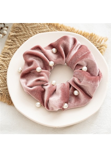 Koyu Mor Tarzı Zarif Kadife Tokalar Elastik Saç Bantları Inci Toka Moda Saç Bandı Kadın Kız Kuyruk Tutucu Saç Aksesuarları (Yurt Dışından) fırsatları