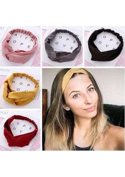 Kırmızı Stil Kadın Ilkbahar Sonbahar Süet Saç Bandı Vintage Çapraz Düğüm Elastik Saç Bandı (Yurt Dışından) fiyatları