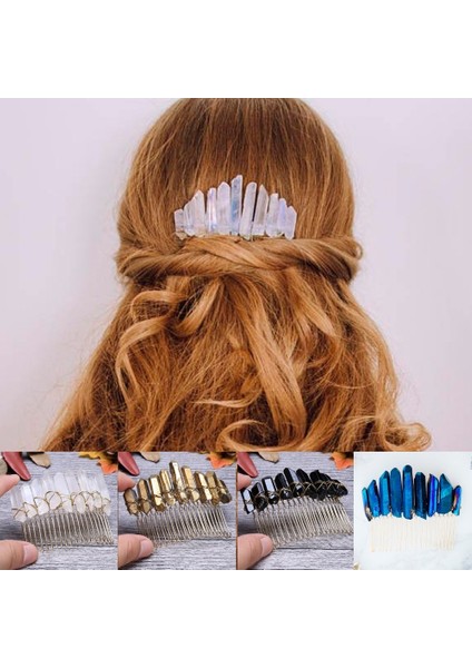 Siyah Stil Altın Kaplama Tarak Düğün Için Melek Aura Kuvars Kristal Saç Tarak Gelin Tacı Kuvars Kristal Saç Tarak - (Yurt Dışından)