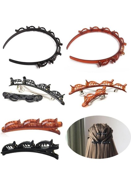 Siyah Stil Stil A Moda Sihirli Çift Katmanlı Toka Saç Örgü Baş Bandı Saç Tokası Saç Aksesuarları (Yurt Dışından)