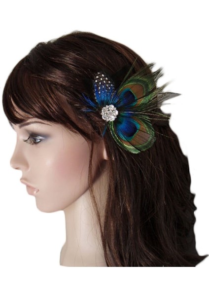 Sevimli Tavus Kuşu Tüyü Saç Tokası (Yurt Dışından) modelleri