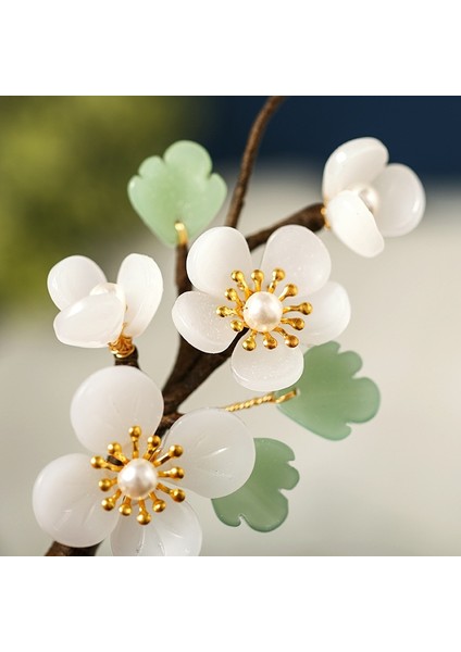 Şık Çiçek Saç Tokası Yapay Yeşim Beyaz Çiçek Saç Aksesuarları Retro Çin Tarzı Tacı Düğün Tacı (Yurt Dışından) indirimleri