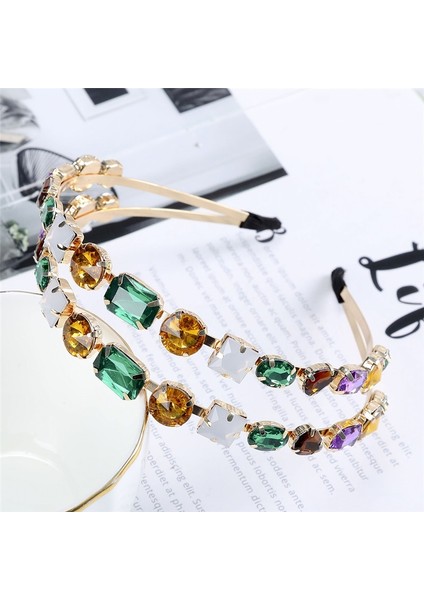 Ben Kadın Moda Parıltılı Taşlı Barok Taç Lüks Kristal Saç Bandı Saç Aksesuarları Mücevherler (Yurt Dışından)