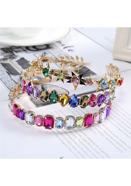Ben Kadın Moda Parıltılı Taşlı Barok Taç Lüks Kristal Saç Bandı Saç Aksesuarları Mücevherler (Yurt Dışından) indirimleri
