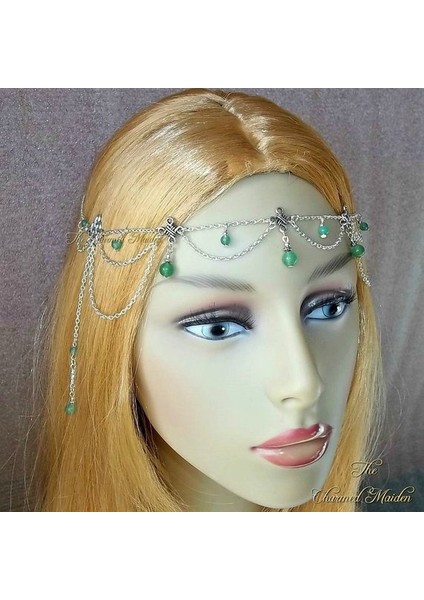 Yeşil Stil Kelt Yeşim Taç, Kelt Taç, Rönesans Taç, Ortaçağ Başlık, Kelt Kızı, Taşlı Baş Zinciri, Kelt Düğümü (Yurt Dışından) fiyatları