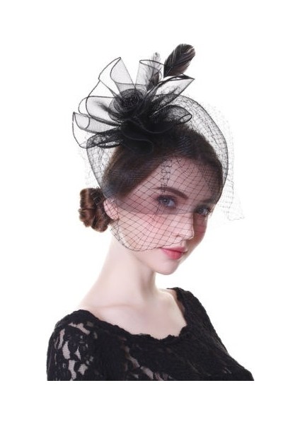 No.7 Boyutu Bayan Düğün Partisi Baş Tacı Fascinator Çiçek Toka Tüy Taç (Yurt Dışından)
