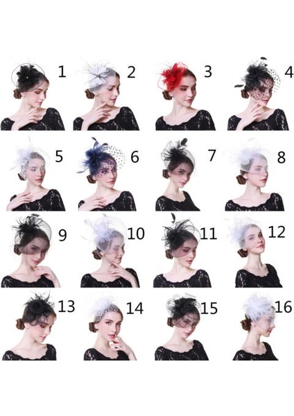 No.7 Boyutu Bayan Düğün Partisi Baş Tacı Fascinator Çiçek Toka Tüy Taç (Yurt Dışından) fiyatları