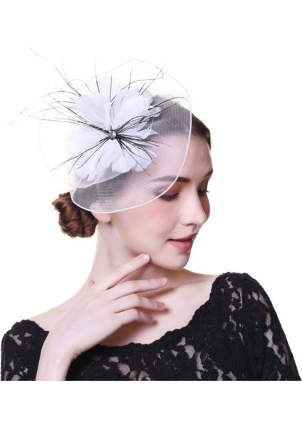 No.7 Boyutu Bayan Düğün Partisi Baş Tacı Fascinator Çiçek Toka Tüy Taç (Yurt Dışından) modelleri