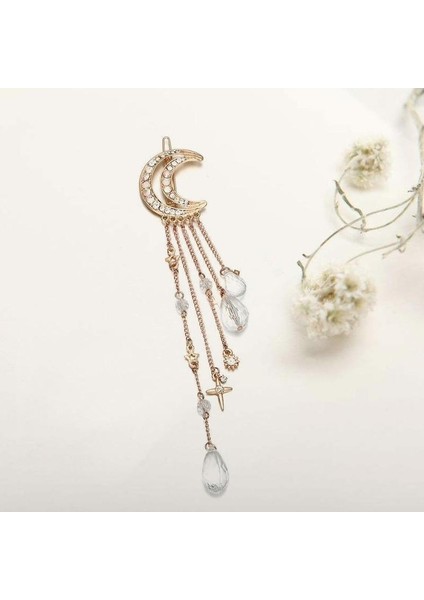 Antik Bronz Tarzı 1 Adet Kadın Ay Kristal Taşlı Boncuklu Düşen Toka Saç Klipsi Gelin Takıları (Yurt Dışından) indirimleri