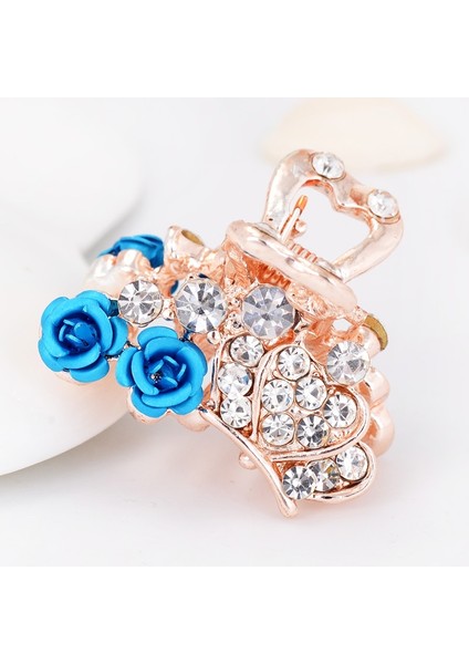 Mavi Stil 2cm'ye 2cm Çiçekli Saç Tokası Mini Taç Yüksek Kaliteli Moda Çiçekler Taşlı Saç Tokası Kızlar Başlık Hediye (Yurt Dışından)