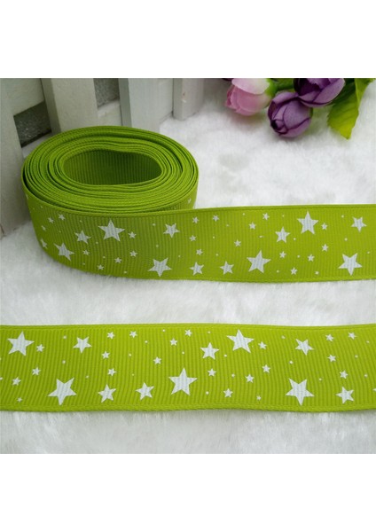 Yeşil Stil Yeni 5 Metre 1'' Yıldız Baskılı Grosgrain Kurdele Saç Kurdelesi Kendin Yap - E-Ticaret (Yurt Dışından)