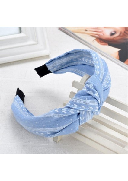 Gök Mavisi Tarzı Kadın Moda Şık Kumaş Düğüm Moda Yapraklar Geniş Saç Bandı Başlık Saç Aksesuarları (Yurt Dışından)