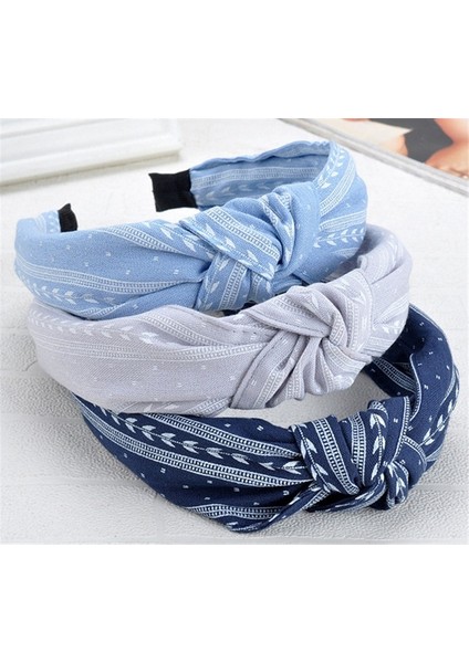 Gök Mavisi Tarzı Kadın Moda Şık Kumaş Düğüm Moda Yapraklar Geniş Saç Bandı Başlık Saç Aksesuarları (Yurt Dışından) fırsatları