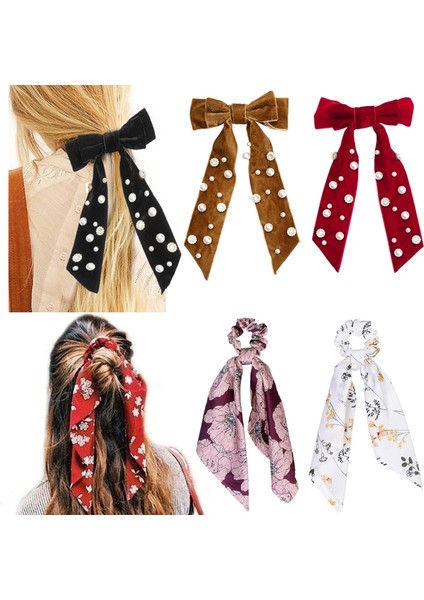 No.23 Boyut Moda Inci Taşlı Saç Tokası Kadınlar Yumuşak Kadife Toka Kafa Bandı Tek Renk Parlak Saç Aksesuarları (Yurt Dışından)