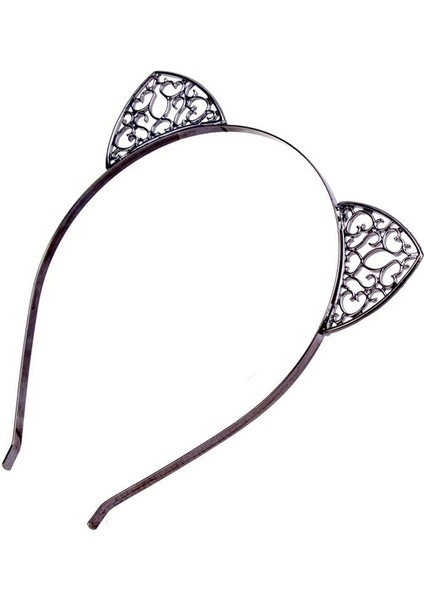 No.8 Boyut Kadın Modası Taşlı Kedi Kulaklı Kafa Bandı Kristal Metal Saç Bandı Alice Band Parti Saç Hoop Aksesuarları (Yurt Dışından)