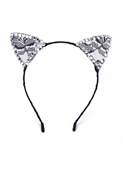 No.8 Boyut Kadın Modası Taşlı Kedi Kulaklı Kafa Bandı Kristal Metal Saç Bandı Alice Band Parti Saç Hoop Aksesuarları (Yurt Dışından) modelleri